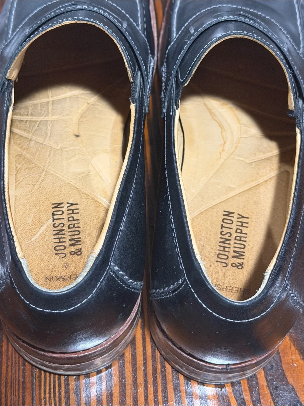 Johnston & Murphy Black Leather Penny Loafers size 9.5